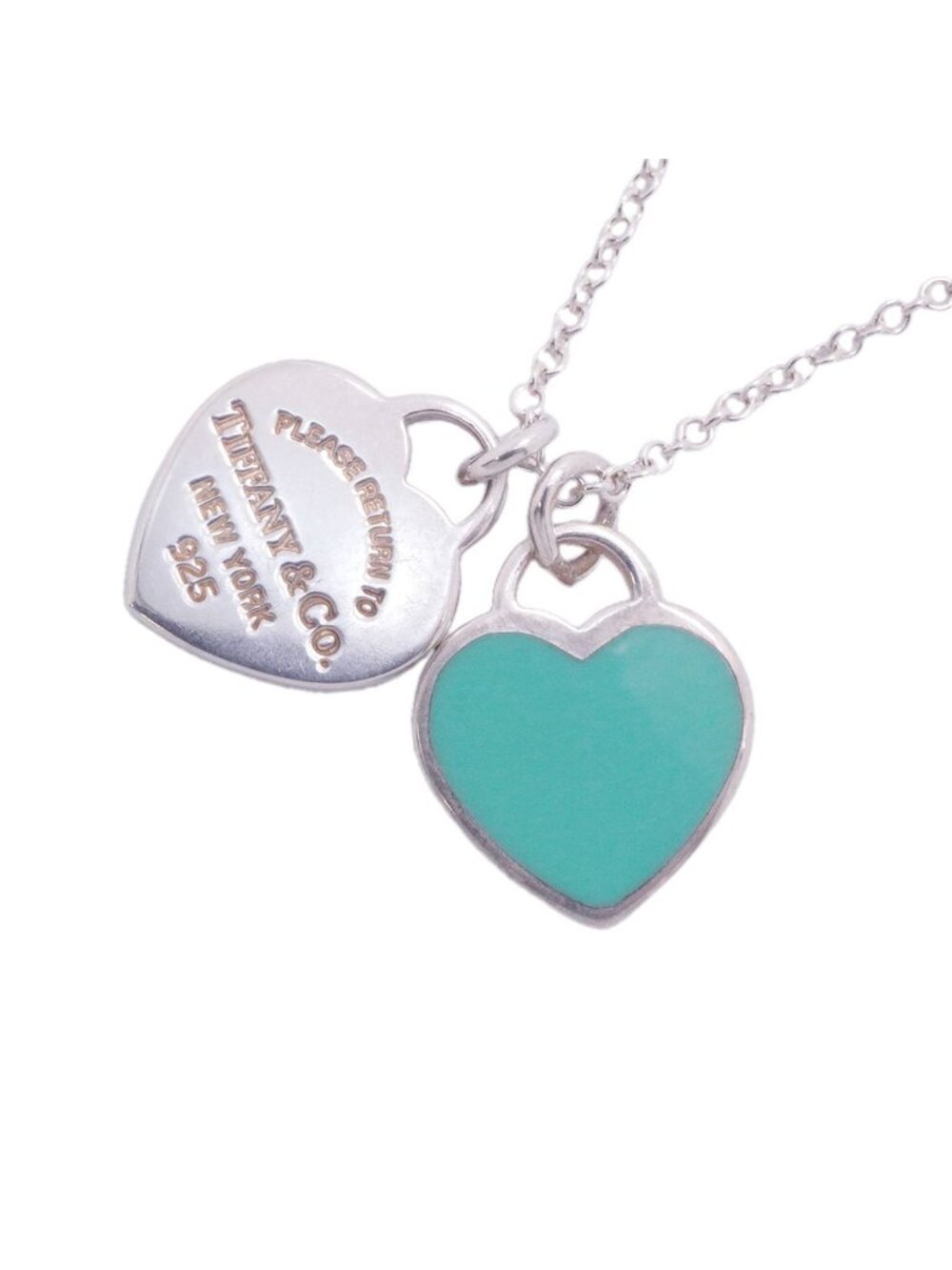 Tiffany & Co Necklace Double Return to Tiffany Heart 925 Sterling Silver Blue